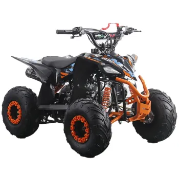 Quad Furious Six 125cc R6 Automatico + Retro - Colore Nero/Arancione - Vista 45° Frontale