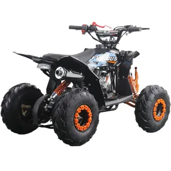 Quad Furious Six 125cc R6 Automatico + Retro - Colore Nero/Arancione - Vista 45° Posteriore