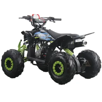 Quad Furious Six 125cc R6 Automatico + Retro - Colore Nero/Giallo - Vista 45° Posteriore