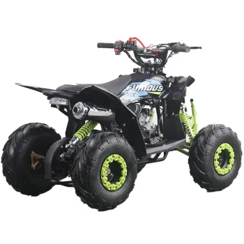Quad Furious Six 125cc R6 Automatico + Retro - Colore Nero/Giallo - Vista 45° Posteriore