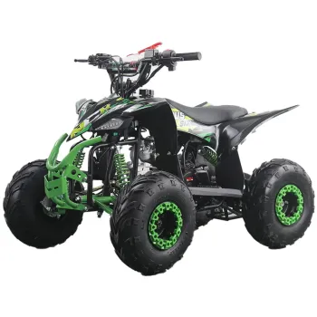Quad Furious Six 125cc R6 Automatico + Retro - Colore Nero/Verde - Vista 45° Frontale