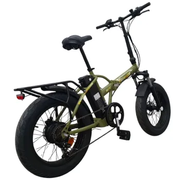 Fat E-Bike Pieghevole NCX Zero Italy Advance 20" 250W 48V 13Ah - Colore Verde-Oro - Vista 45° Posteriore