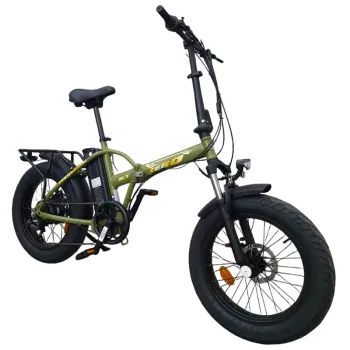 Fat E-Bike Pieghevole NCX Zero Italy Advance 20" 250W 48V 13Ah - Colore Verde-Oro - Vista 45° Frontale