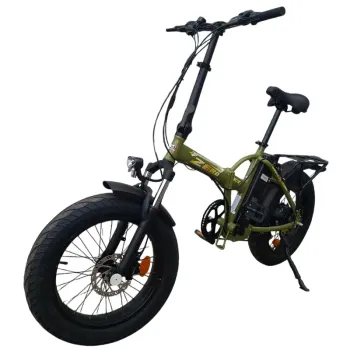Fat E-Bike Pieghevole NCX Zero Italy Advance 20" 250W 48V 13Ah - Colore Verde-Oro - Vista 45° Frontale
