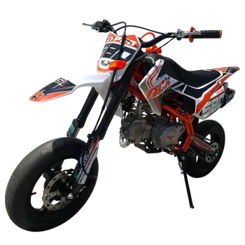 Pit Bike NCX Vyper 140 4T 12/12 Supermotard - Colore Bianco/Arancio - Vista 45° Frontale
