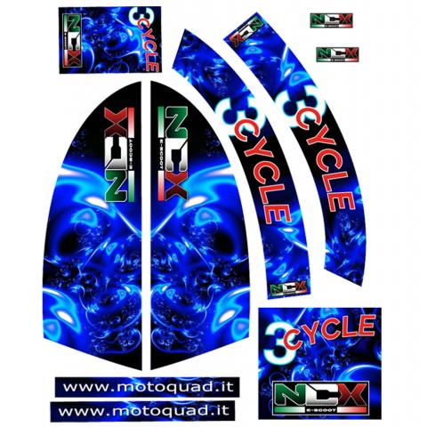 KIT GRAFICHE - ADESIVI BIGA 3CYCLE BLU IN PVC 55 micron