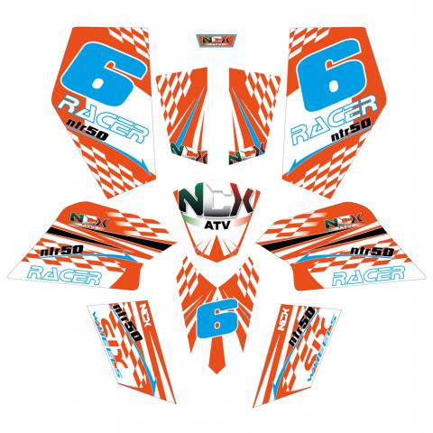 KIT GRAFICHE NCX RACER ARANCIO/AZZURRO/BIANCO IN PVC 55 micron