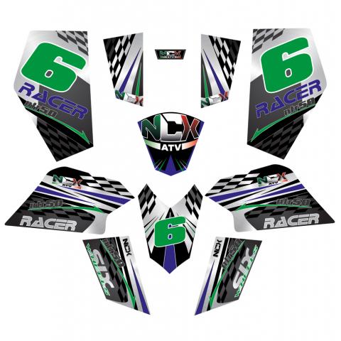 KIT GRAFICHE NCX RACER NERO/VERDE/BLU IN PVC 55 micron