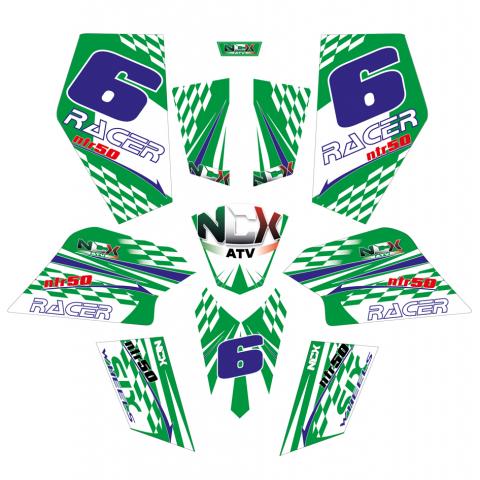 KIT GRAFICHE NCX RACER VERDE/BLU/BIANCO IN PVC 55 micron