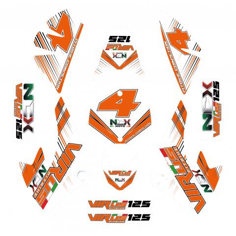 KIT GRAFICHE NCX VIRUS ARANCIO BIANCO  IN PVC 55 micron