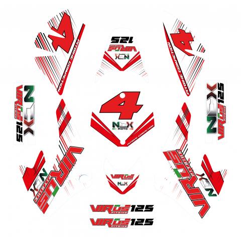 KIT GRAFICHE NCX VIRUS ROSSO BIANCO  IN PVC 55 micron