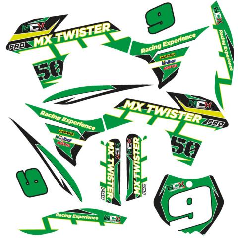 KIT GRAFICHE NCX MX TWISTER PRO VERDE IN PVC 55 micron