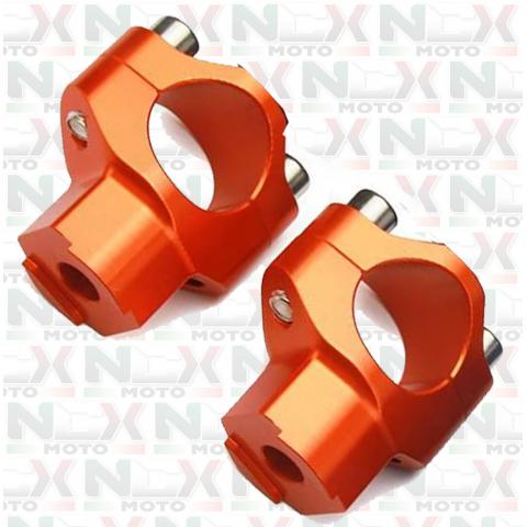 COPPIA RISER SUPPORTO MANUBRIO CNC ARANCIO 28 mm (1 1/8" )