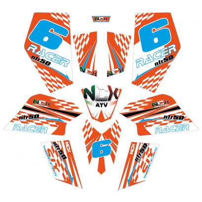 KIT GRAFICHE NCX RACER ARANCIO/AZZURRO/BIANCO IN PVC 55 micron