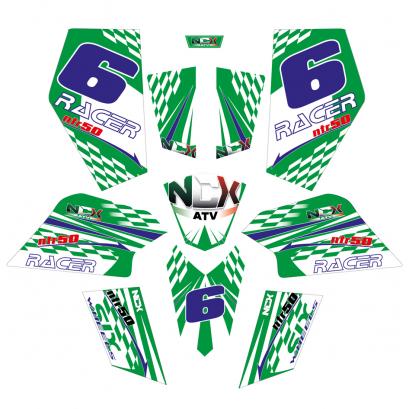 KIT GRAFICHE NCX RACER VERDE/BLU/BIANCO IN PVC 55 micron