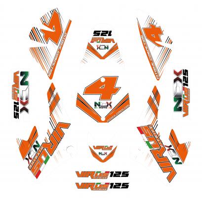 KIT GRAFICHE NCX VIRUS ARANCIO BIANCO  IN PVC 55 micron