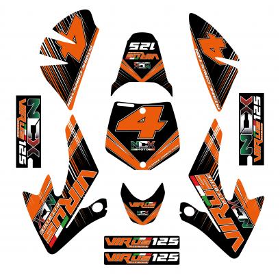 KIT GRAFICHE NCX VIRUS ARANCIO NERO  IN PVC 55 micron