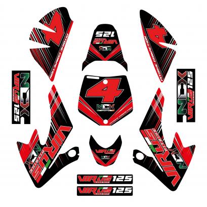 KIT GRAFICHE NCX VIRUS ROSSO NERO  IN PVC 55 micron