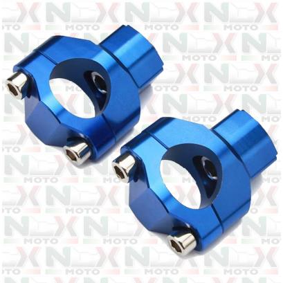 COPPIA RISER SUPPORTO MANUBRIO CNC BLU 28 mm (1 1/8" )