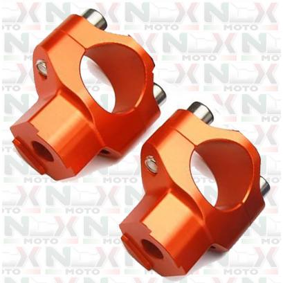 COPPIA RISER SUPPORTO MANUBRIO CNC ARANCIO 28 mm (1 1/8" )